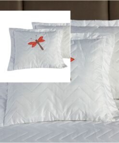 Kit 2 Pçs Capa de Almofada Libélula 45x45cm Matelada Bordada com Zíper