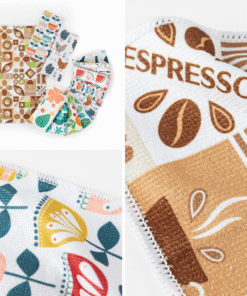 Kit 10 Pçs Pano de Copa Prato para Cozinha Seca Mais 35x55cm Estampado