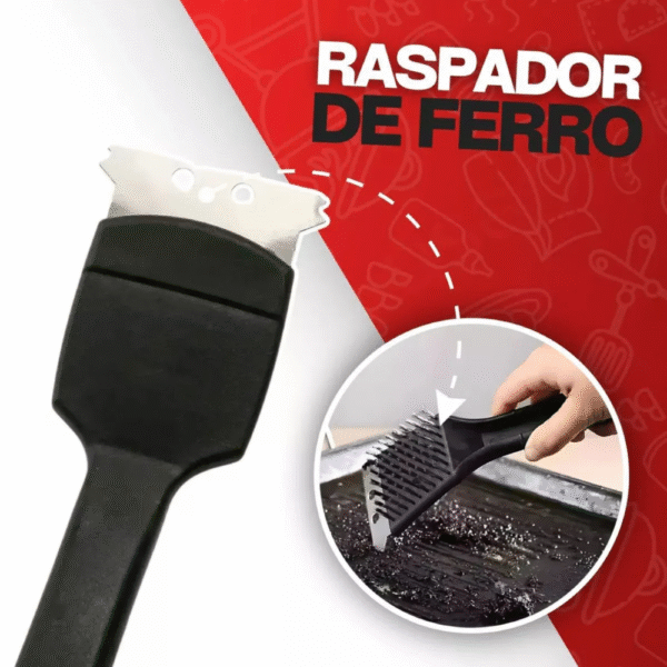 Escova com Espátula Aço Inoxidável Limpeza Grill Grelha Churrasqueira