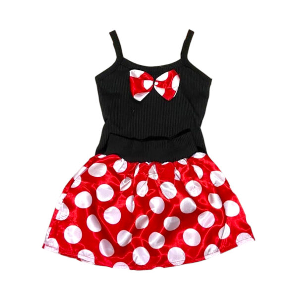 Fantasia Infantil Vestido Minnie Minie vermelha com Arquinho e Tiara Carnaval