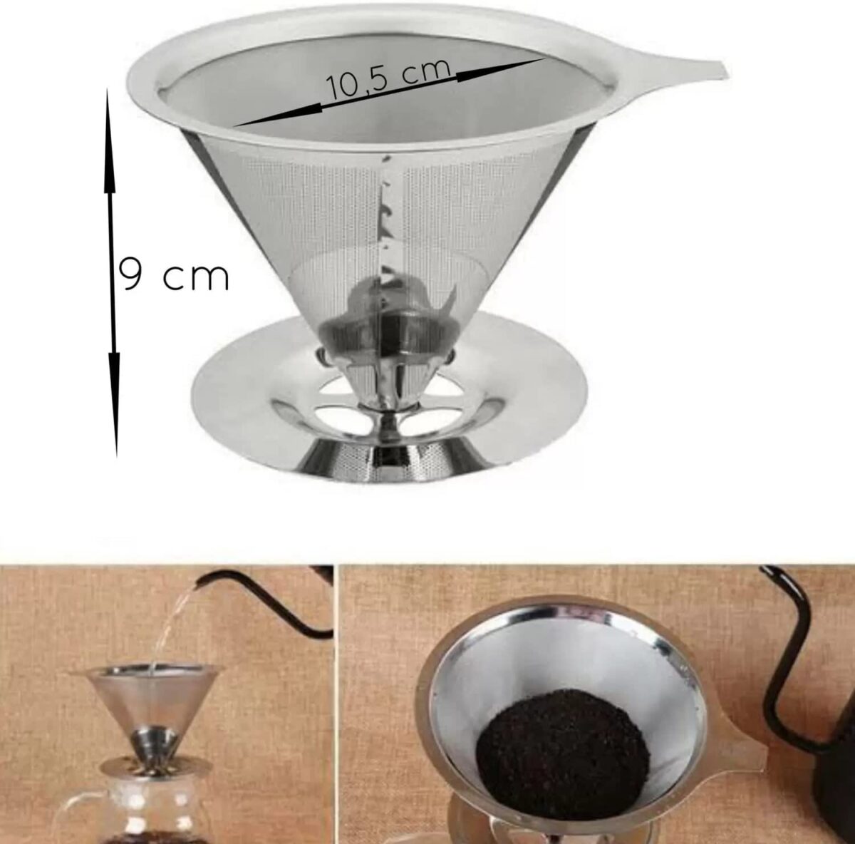 Coador de Café Inox Grande Lavável Reutilizável SEM Filtro Cozinha Premium - Imagem 1
