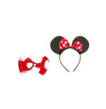 Fantasia Infantil Vestido Minnie Minie vermelha com Arquinho e Tiara Carnaval - Imagem 3