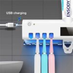 Suporte Dispenser Pasta De Dente Escova Com Esterilizador Uv - Imagem 6