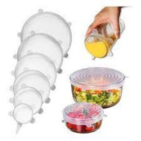 Kit com 12  Tampas de Silicone Reutilizável para Panelas Formas Elástica Panela Pote Universal Flexível Lavável