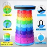Banco Retrátil Colorido Portátil com Alça Telescópica Banquinho Dobrável Ajustável Pesca Camping Caminhada - Imagem 10