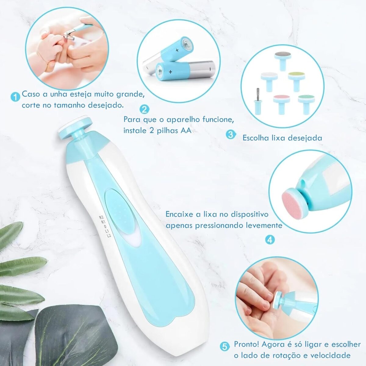 Aparador De Unhas Cortador Elétrico Para Bebes e crianças Baby - Imagem 2