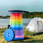 Banco Retrátil Colorido Portátil com Alça Telescópica Banquinho Dobrável Ajustável Pesca Camping Caminhada - Imagem 2