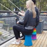 Banco Retrátil Colorido Portátil com Alça Telescópica Banquinho Dobrável Ajustável Pesca Camping Caminhada - Imagem 7