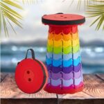Banco Retrátil Colorido Portátil com Alça Telescópica Banquinho Dobrável Ajustável Pesca Camping Caminhada - Imagem 5