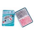 Baralho 100% Plástico 2 Jogos de 54 Cartas Tradicional Jogo de Cartas Estojo de Metal - Imagem 7