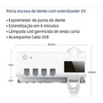Suporte Dispenser Pasta De Dente Escova Com Esterilizador Uv - Imagem 8