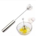 Batedor de ovos manual  fouet profissional semi automático prateado de aço inox - Imagem 5