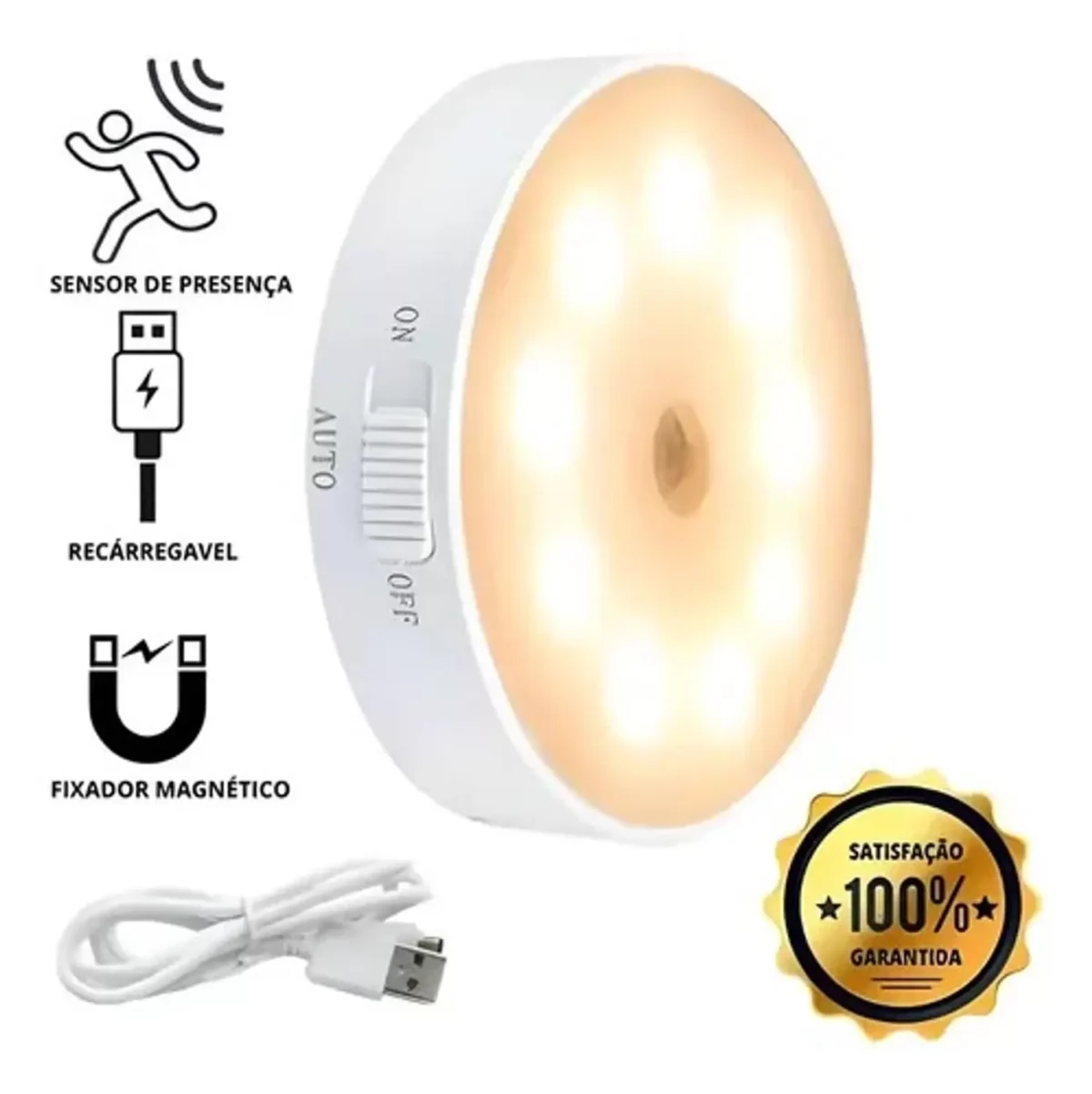 Luz Sensor Para Armário Closet Guarda Roupa 8 Leds - Imagem 4