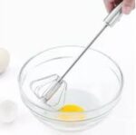 Batedor de ovos manual  fouet profissional semi automático prateado de aço inox