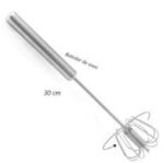 Batedor de ovos manual  fouet profissional semi automático prateado de aço inox - Imagem 7