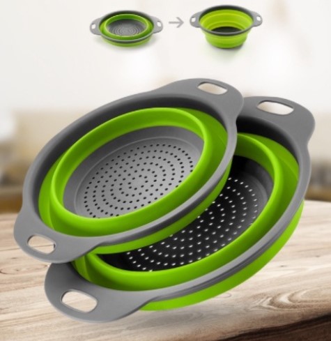 KIT 2 Escorredores de Macarrão e Alimentos de Silicone Multiuso Retrátil