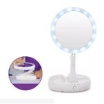 Espelho com Led De Mesa Com Aumento 10x Led luz Dobravel Para Maquiagem - Imagem 4