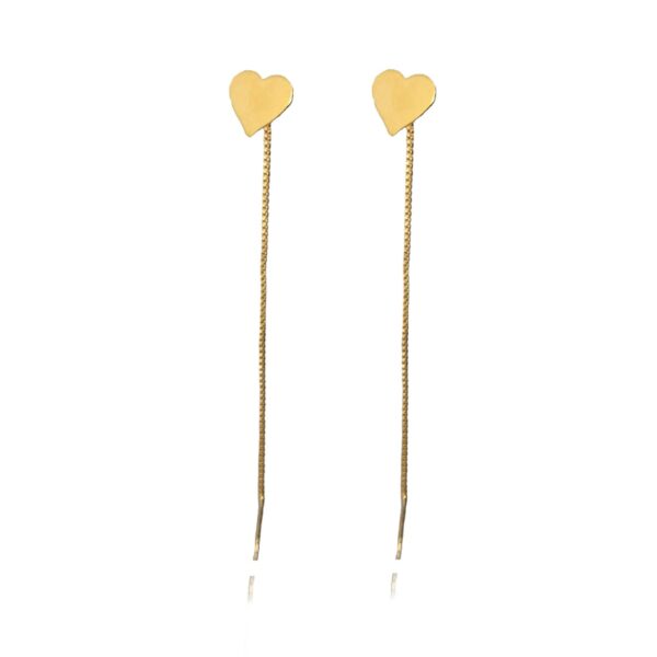 Brinco de Fio com Coração Chapado Banhado em Ouro 18k (BR0176)