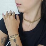 CHOKER MALHA RELÓGIO 10MM BANHADO A OURO 18K (04010792)