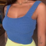 Blusa Cropped Tricot Feminino Moda Verão Top Nervura - Imagem 5