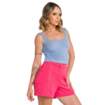 Blusa Cropped Tricot Feminino Moda Verão Top Nervura - Imagem 7