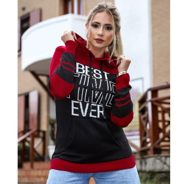 Blusa de Frio Feminina Tricot Moda Blogueira Com Touca