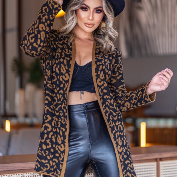 Casaco Feminino Animal Print Tricot