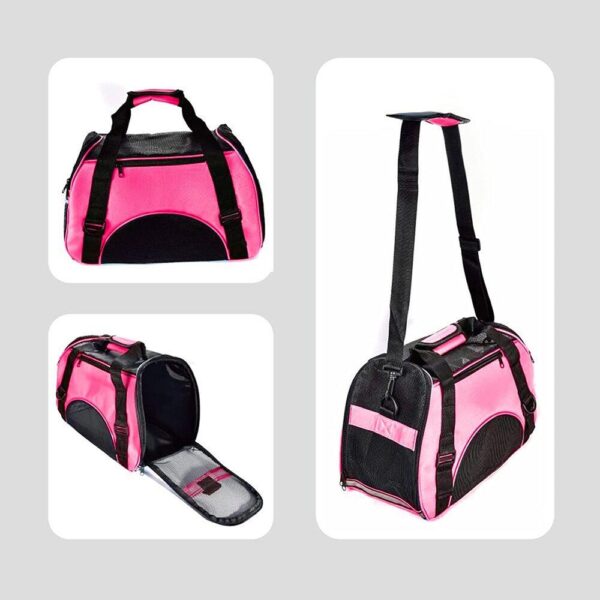 BOLSA TRANSPORTE CACHORRO GATO MOCHILA PET CANGURU CAES DOBRAVEL MALA VIAGEM ROSA