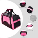 BOLSA TRANSPORTE CACHORRO GATO MOCHILA PET CANGURU CAES DOBRAVEL MALA VIAGEM ROSA - Imagem 2