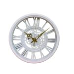 RELOGIO DE PAREDE INDUSTRIAL RUSTICO ESTILO MADEIRA DESIGN VINTAGE ROMANOS 30CM DECORATIVO BRANCO