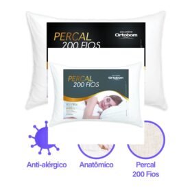 Travesseiro Ortobom Fascínio Percal 200 Fios Silicone Extra