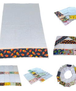 Kit 7 Pçs Pano De Copa Prato Para Cozinha Avulso Com Barrado