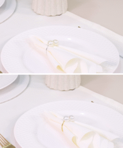 Kit 7 Pçs 2 Lugares Mesa Posta Completo  Basic Pérola Palha