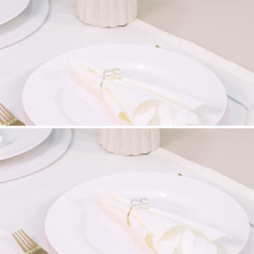 Kit 7 Pçs 2 Lugares Mesa Posta Completo  Basic Pérola Palha