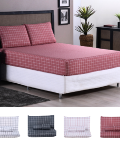 Jogo de Lençol 3 Pçs Casal Padrão Grid Percal 200 Fios com Elástico