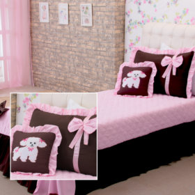 Kit 3 Pçs Cobre Leito Colcha Solteiro Infantil e Juvenil Meg com Babados