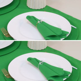 Kit 7 Pçs 2 Lugares Mesa Posta Completo (Caminho,Capa Sousplat,Base,Guardanapo,Anel) Basic Cristalino Verde