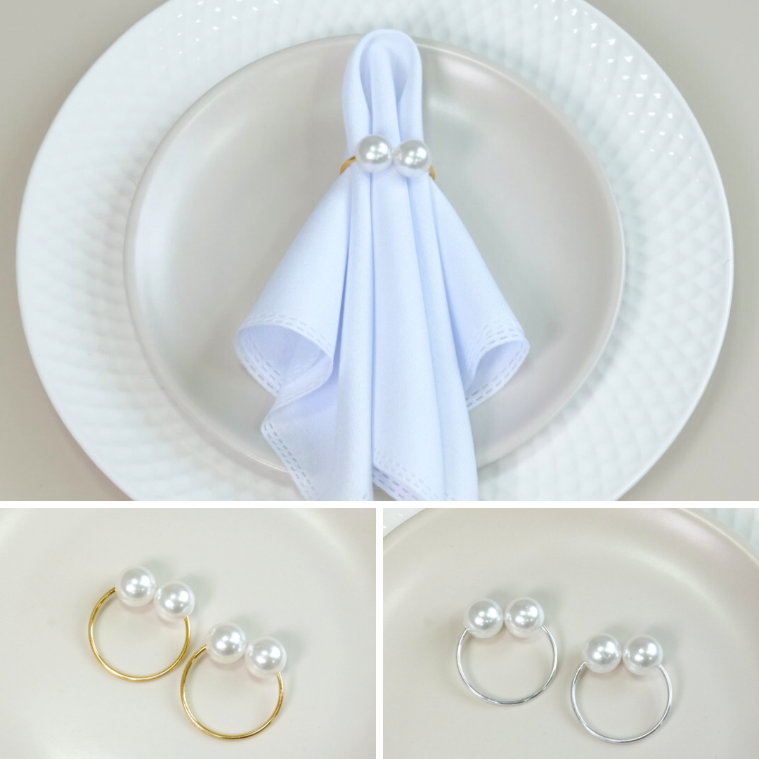 Kit 2 Pçs Anel para Guardanapo 2 Lugares Pérola Dupla Grande 4x3cm Argola 1 Kit 2 Pçs Anel para Guardanapo 2 Lugares Pérola Dupla Grande 4x3cm Argola