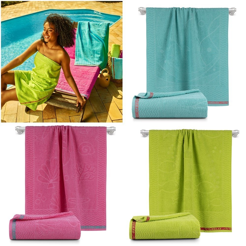 Kit 2 Pçs Toalha de Banho para Praia e Piscina Beach 1 Kit 2 Pçs Toalha de Banho para Praia e Piscina Beach