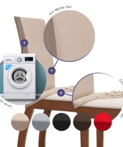 Kit 6 Pçs Capa Protetora de Cadeira 6 Lugares Malha Gel Ajustável