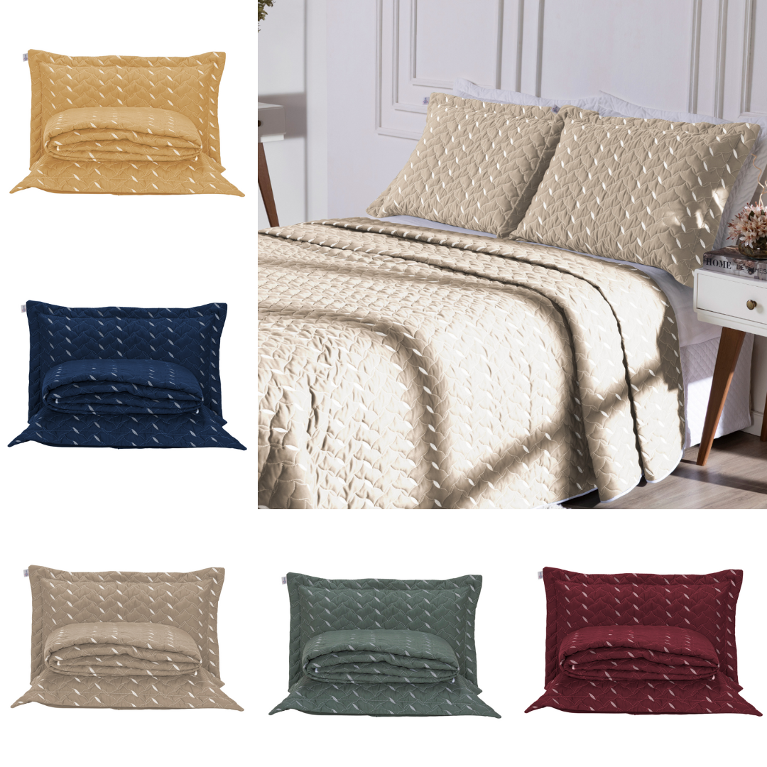 Kit 3 Pçs Cobre Leito Casal King Heitor Hipercal 400 Fios Bordado 1 Kit 3 Pçs Cobre Leito Casal King Heitor Hipercal 400 Fios Bordado