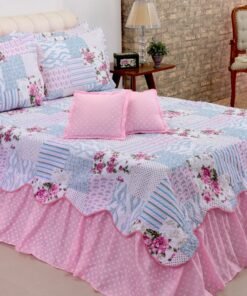 Kit 5 Pçs Cobre Leito Colcha Casal King Belize com Babados