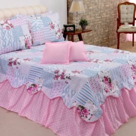 Kit 5 Pçs Cobre Leito Colcha Casal King Belize com Babados