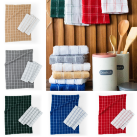 Kit 2 Pçs Pano de Copa Prato para Cozinha Chess Xadrez Felpudo 45x65cm