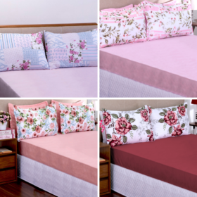 Jogo de Lençol 3 Pçs Simples com Elástico Casal Queen Garden