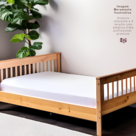 Kit 4 Pçs Lençol Avulso com Elástico Casal Padrão Profissional Premium 180 Fios 1,90x1,40x0,25m