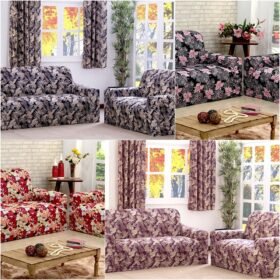 Kit 2 Pçs Capa Protetora de Sofá Padrão 2 e 3 Lugares Adere Estampado Face Única Malha Gel Floral