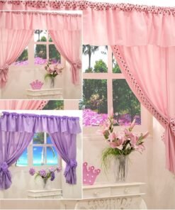 Cortina Bebê, Infantil e Juvenil Ursinha 2,20x1,70m para Varão Duplo 2,00m com Bandô