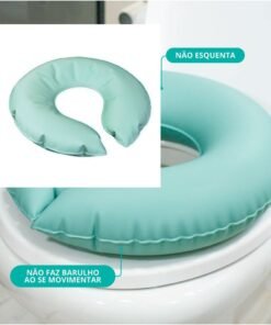 Almofada Ortopédica Higiênica para Assento Vaso Sanitário Inflável 2 em 1 Água e Ar Verde