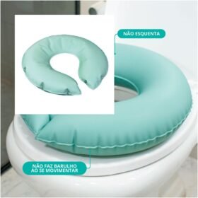Almofada Ortopédica Higiênica para Assento Vaso Sanitário Inflável 2 em 1 Água e Ar Verde